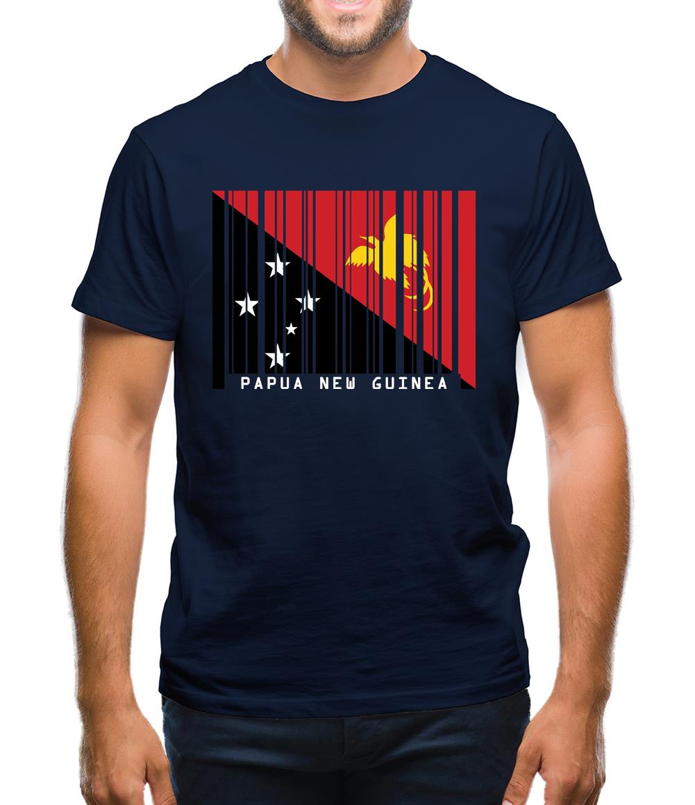 Papua New Guinea  Barcode Style Flag Mens T-Shirt Papua New Guinea  Barcode Style Flag Mens T-Shirt