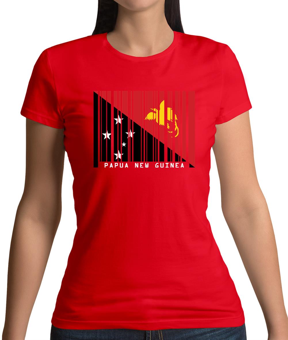 Papua New Guinea  Barcode Style Flag Womens T-Shirt Papua New Guinea  Barcode Style Flag Womens T-Shirt