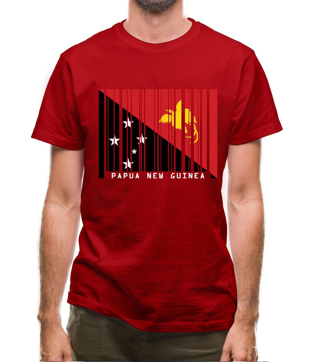 Papua New Guinea  Barcode Style Flag Mens T-Shirt Papua New Guinea  Barcode Style Flag Mens T-Shirt