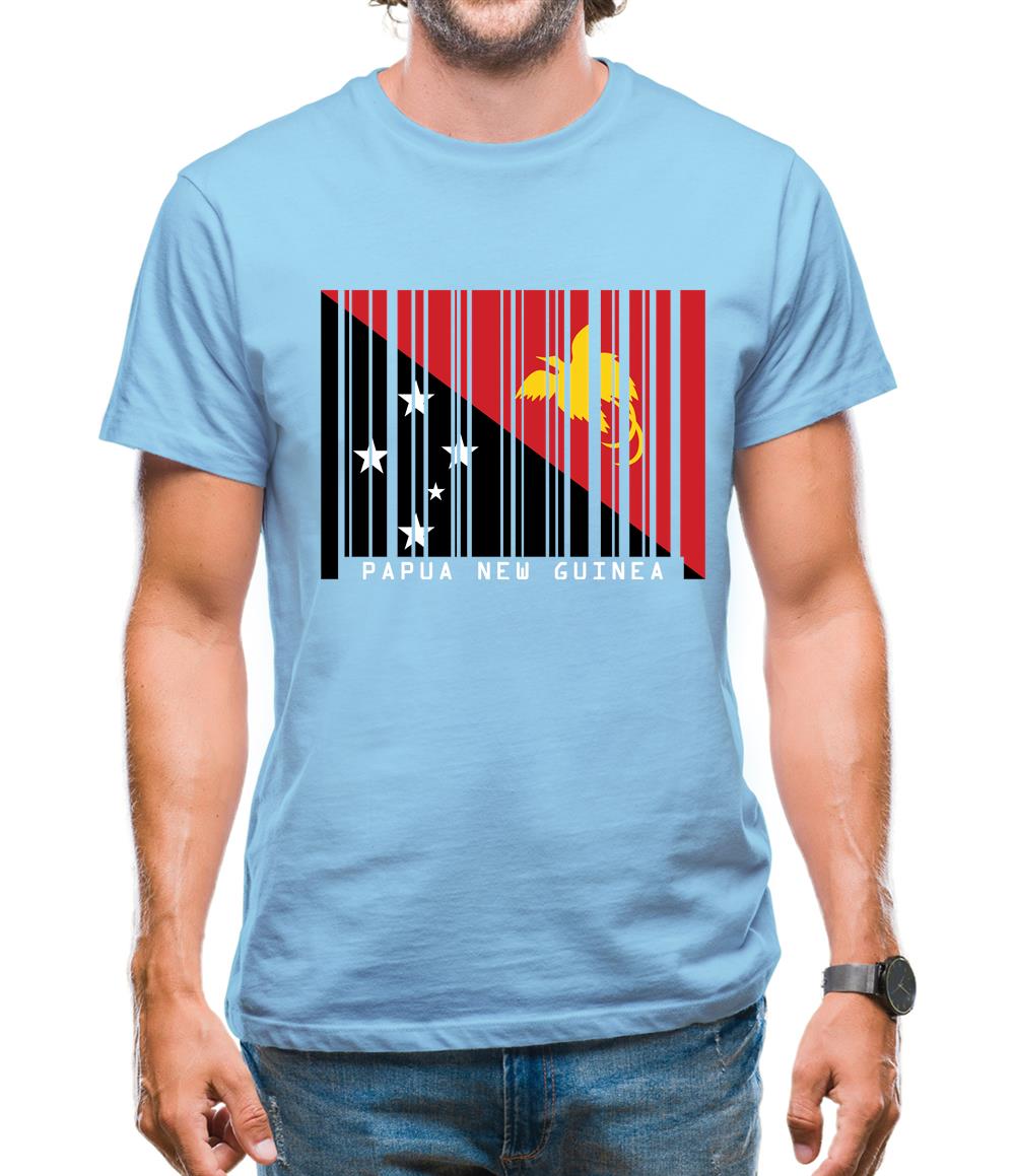 Papua New Guinea  Barcode Style Flag Mens T-Shirt