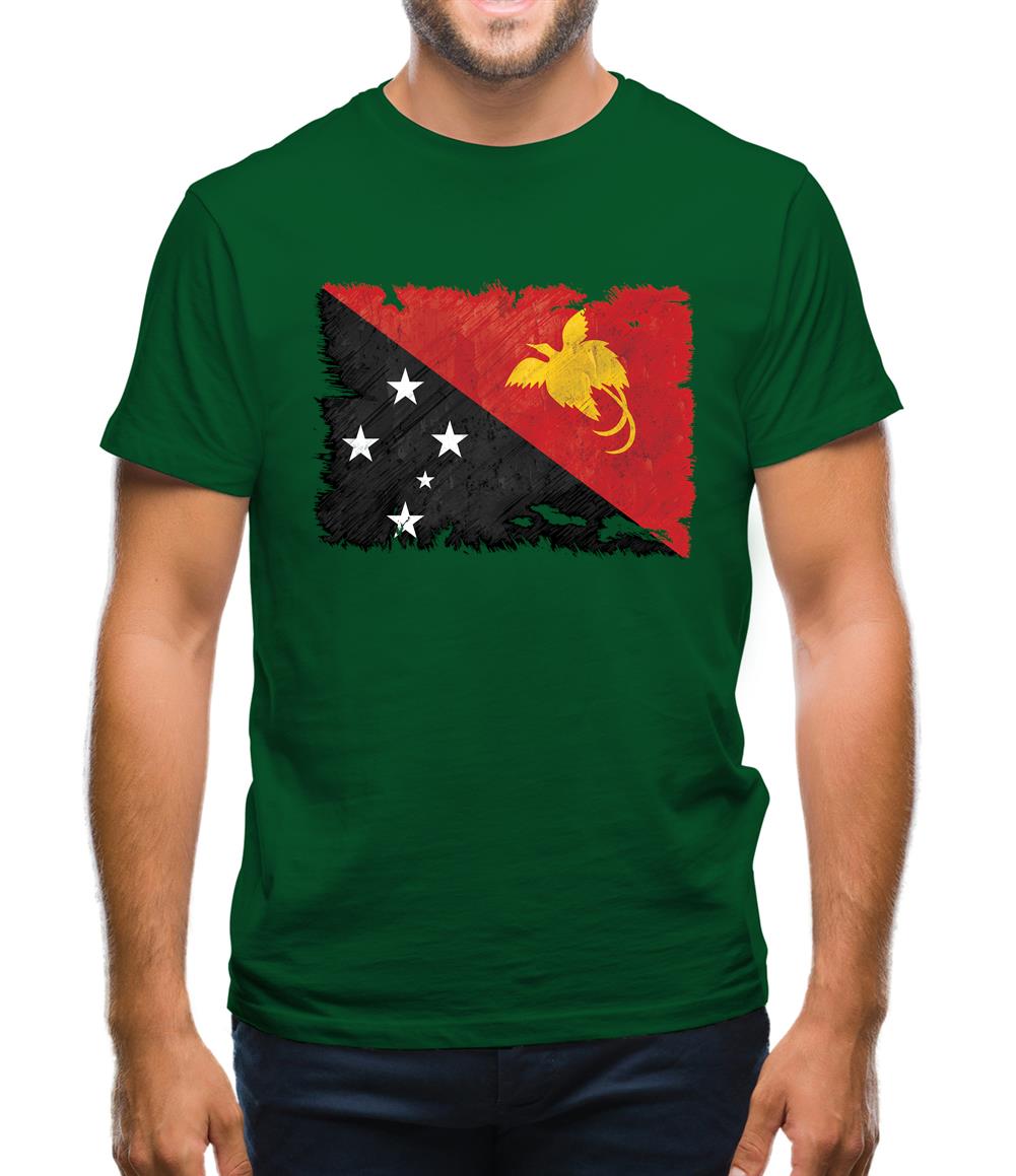 Papua New Guinea Grunge Style Flag Mens T-Shirt Papua New Guinea Grunge Style Flag Mens T-Shirt