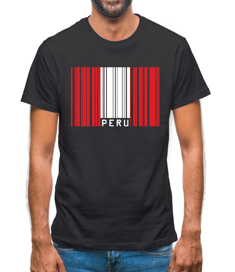 Peru Barcode Style Flag Mens T-Shirt Peru Barcode Style Flag Mens T-Shirt