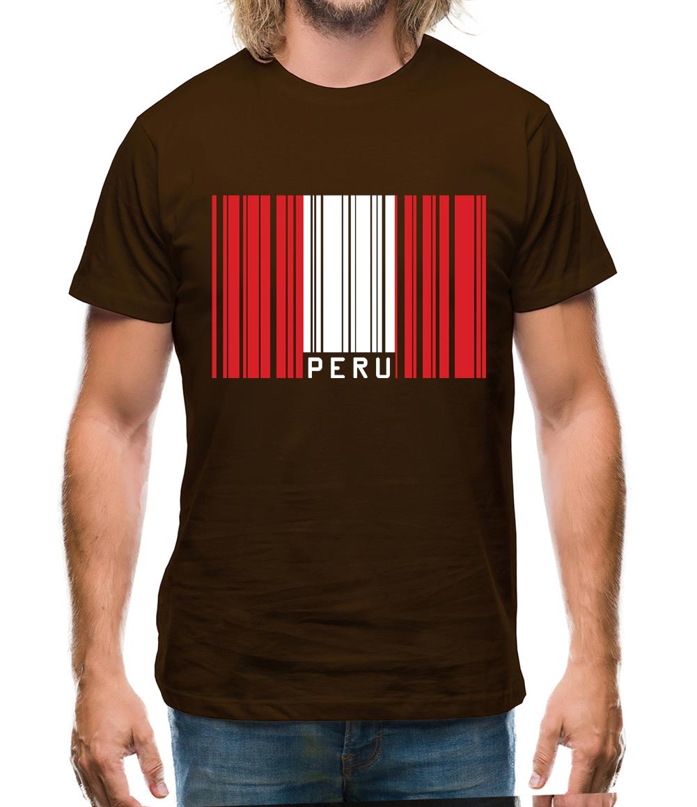 Peru Barcode Style Flag Mens T-Shirt Peru Barcode Style Flag Mens T-Shirt