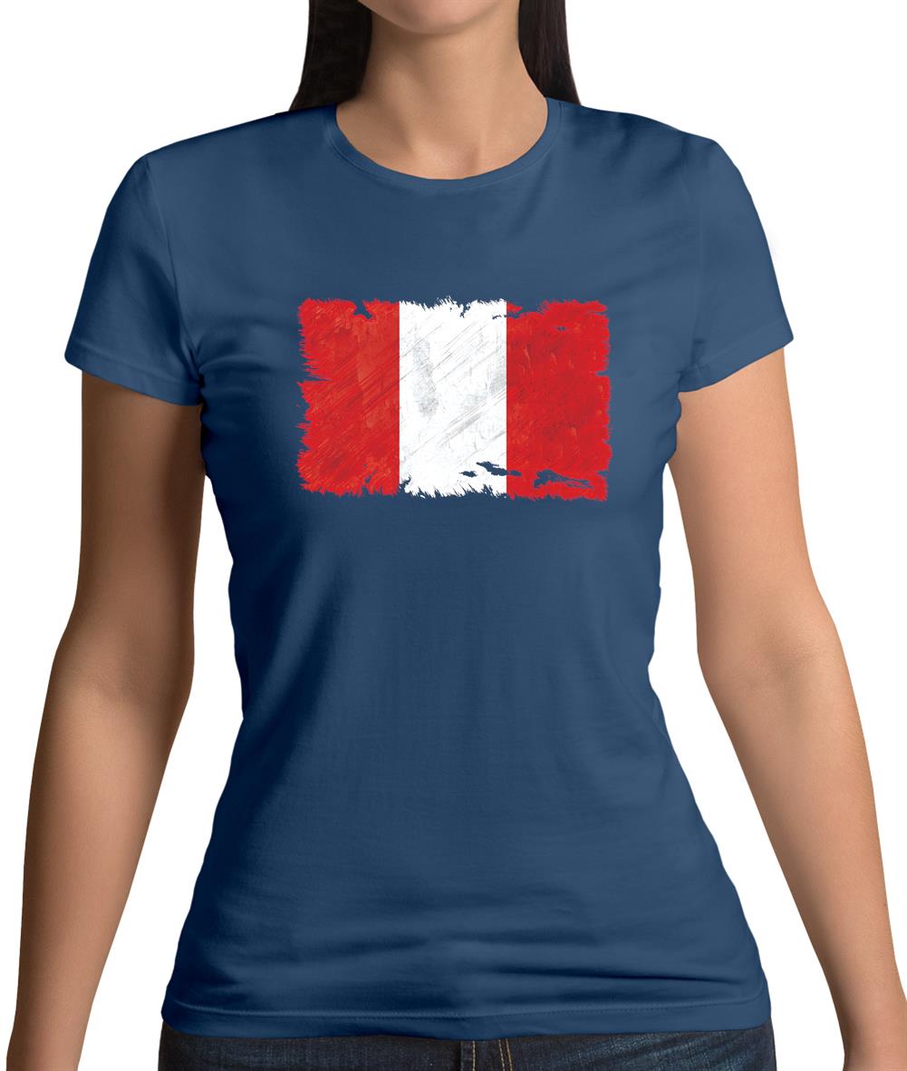 Peru Grunge Style Flag Womens T-Shirt Peru Grunge Style Flag Womens T-Shirt