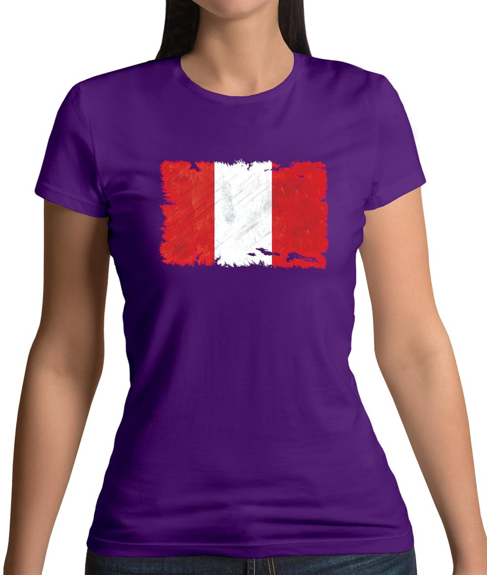 Peru Grunge Style Flag Womens T-Shirt Peru Grunge Style Flag Womens T-Shirt