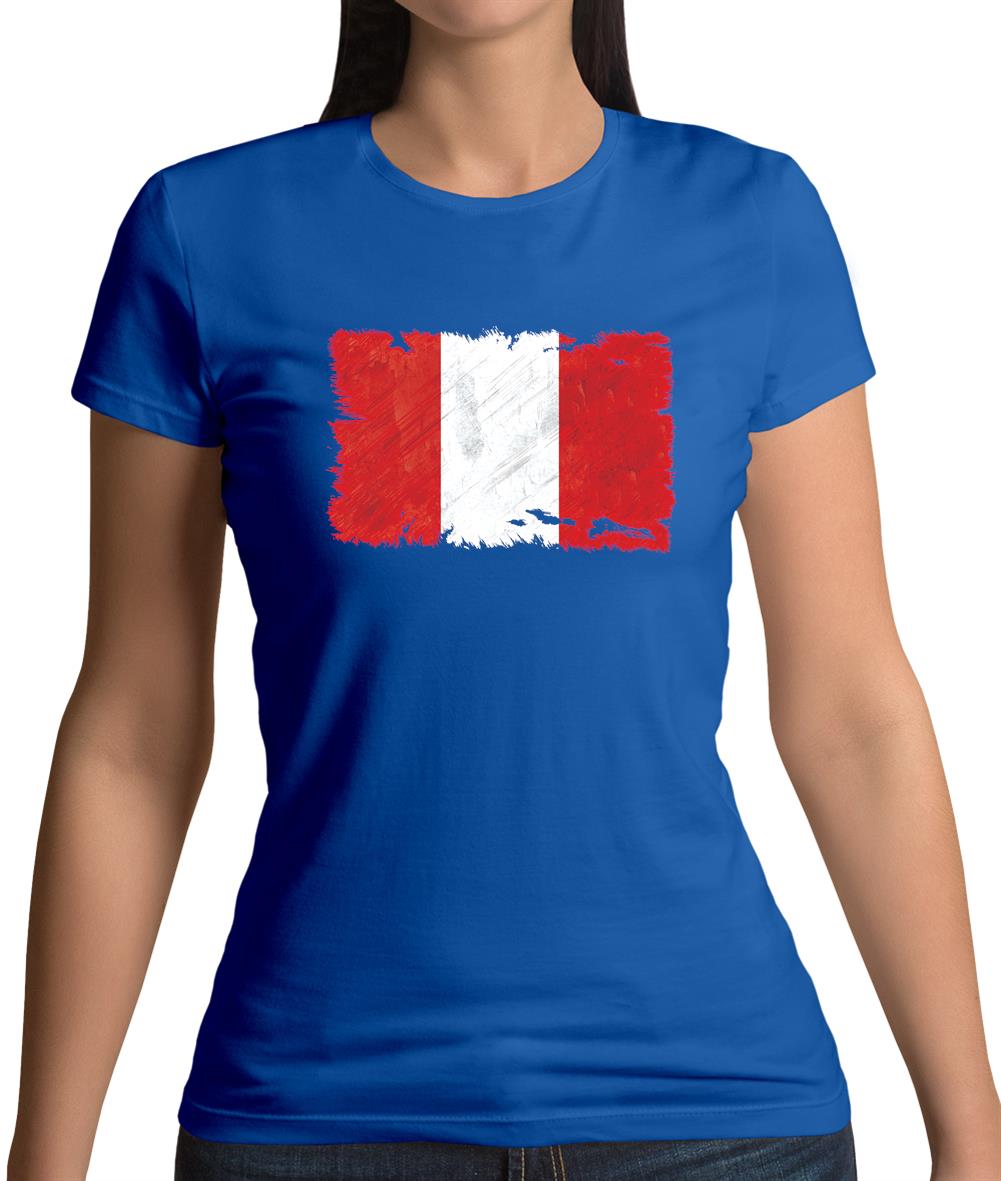 Peru Grunge Style Flag Womens T-Shirt Peru Grunge Style Flag Womens T-Shirt
