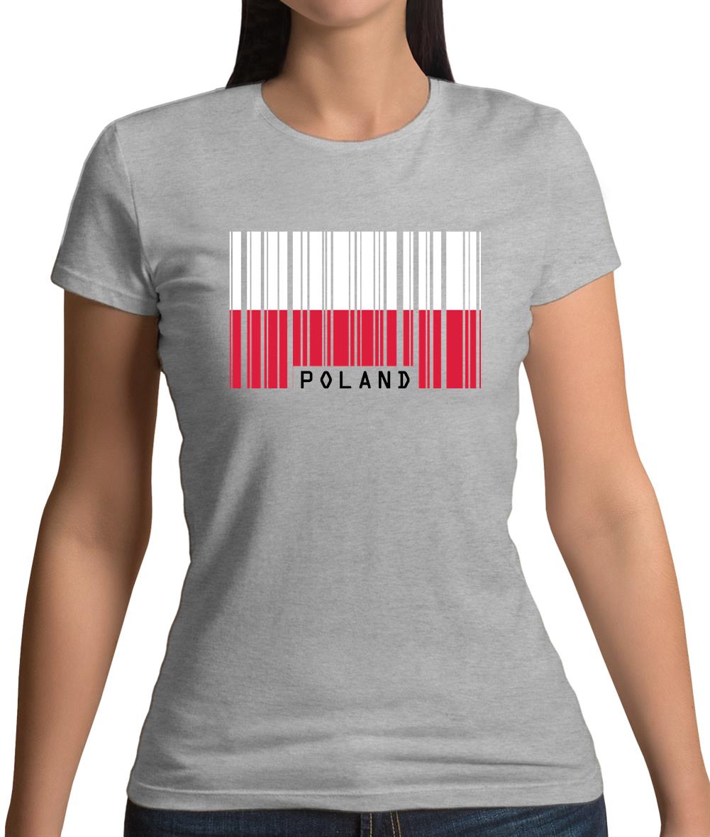 Poland Barcode Style Flag Womens T-Shirt Poland Barcode Style Flag Womens T-Shirt
