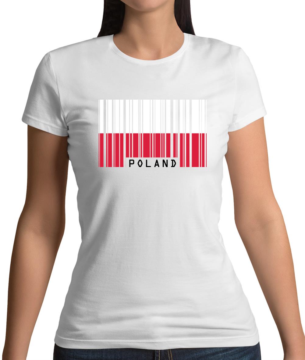 Poland Barcode Style Flag Womens T-Shirt Poland Barcode Style Flag Womens T-Shirt