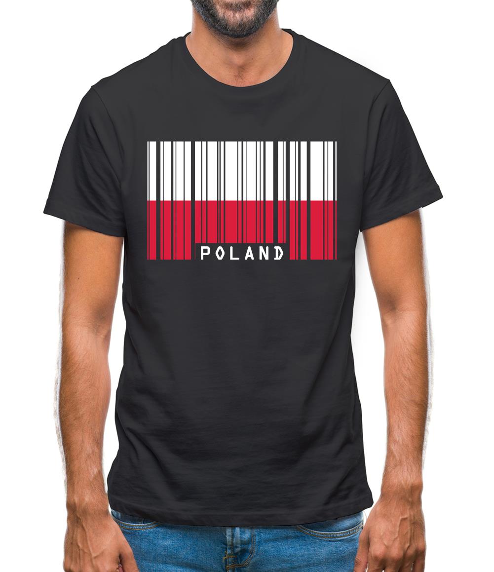 Poland Barcode Style Flag Mens T-Shirt Poland Barcode Style Flag Mens T-Shirt