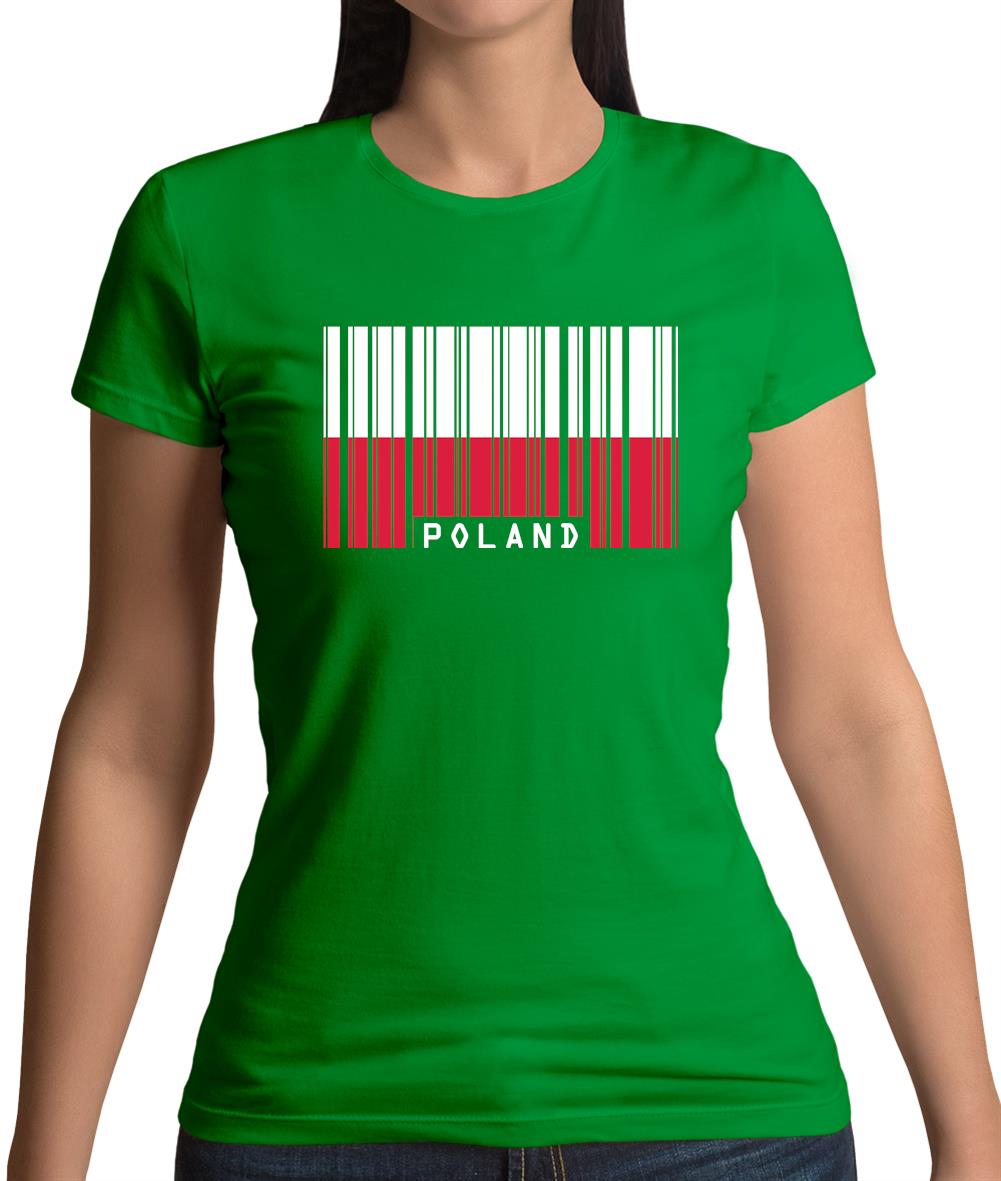 Poland Barcode Style Flag Womens T-Shirt Poland Barcode Style Flag Womens T-Shirt