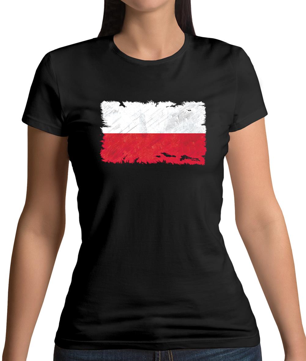 Poland Grunge Style Flag Womens T-Shirt Poland Grunge Style Flag Womens T-Shirt