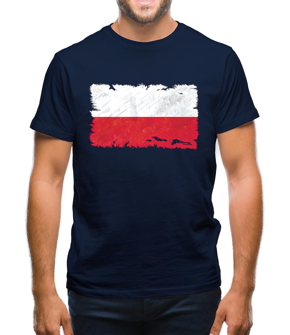 Poland Grunge Style Flag Mens T-Shirt