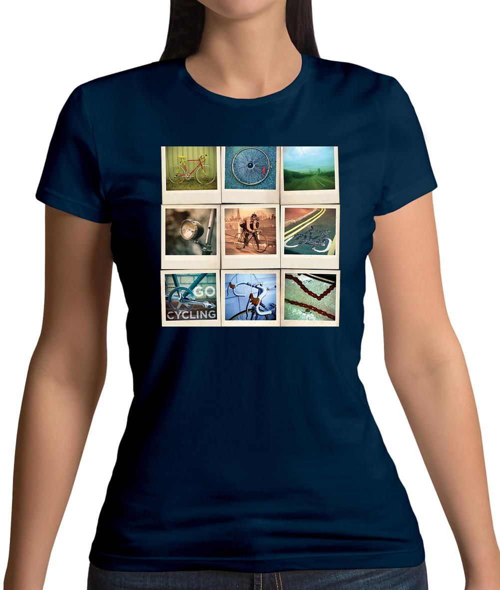 Go Cycling Photo Collage Womens T-Shirt Go Cycling Photo Collage Womens T-Shirt