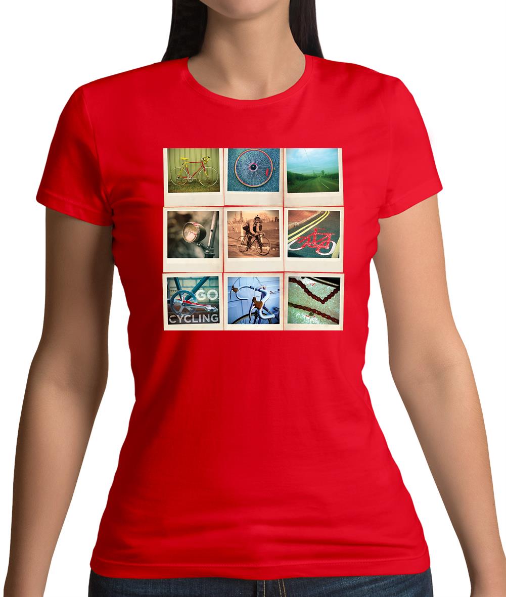 Go Cycling Photo Collage Womens T-Shirt Go Cycling Photo Collage Womens T-Shirt