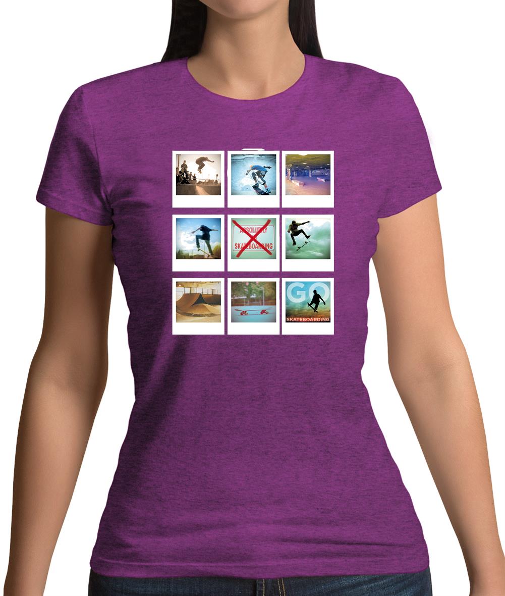 Go Skateboarding Photo Collage Womens T-Shirt Go Skateboarding Photo Collage Womens T-Shirt