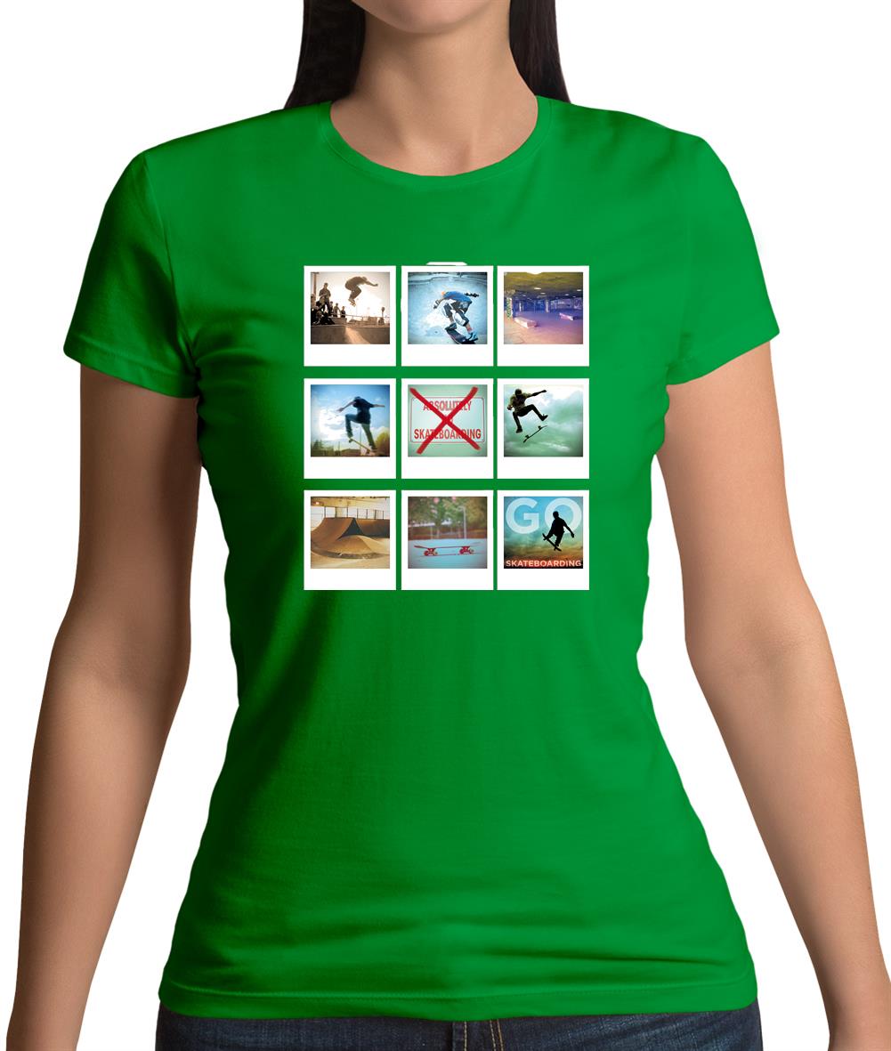 Go Skateboarding Photo Collage Womens T-Shirt Go Skateboarding Photo Collage Womens T-Shirt