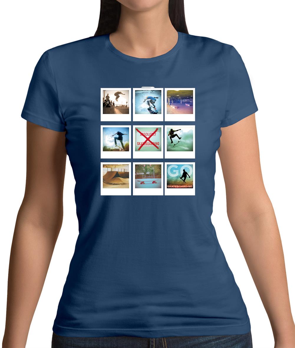 Go Skateboarding Photo Collage Womens T-Shirt Go Skateboarding Photo Collage Womens T-Shirt