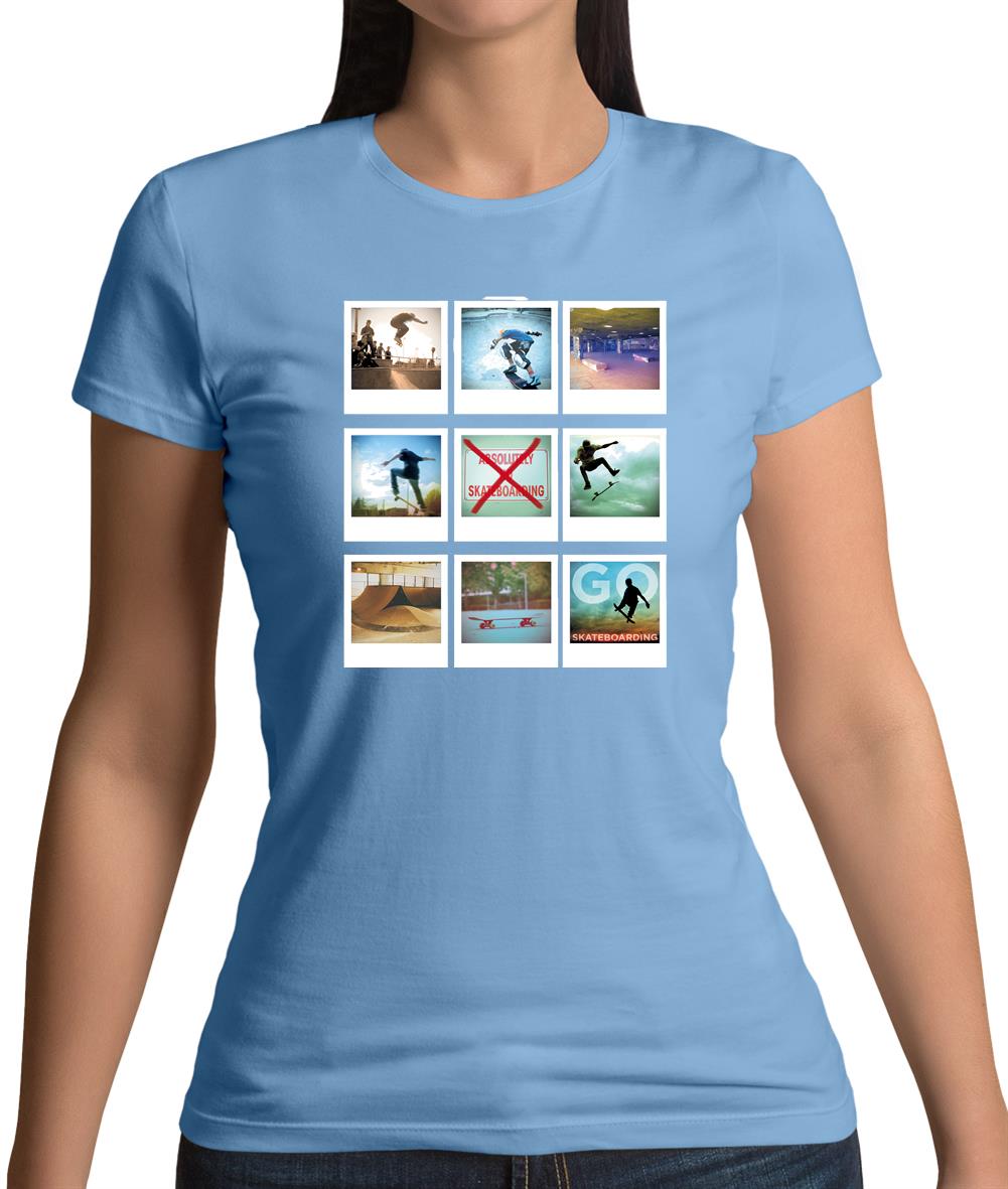 Go Skateboarding Photo Collage Womens T-Shirt Go Skateboarding Photo Collage Womens T-Shirt