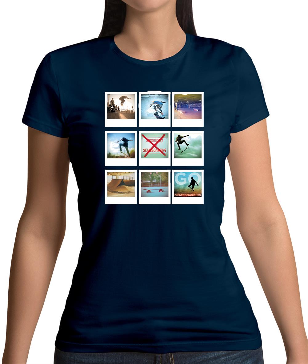 Go Skateboarding Photo Collage Womens T-Shirt Go Skateboarding Photo Collage Womens T-Shirt