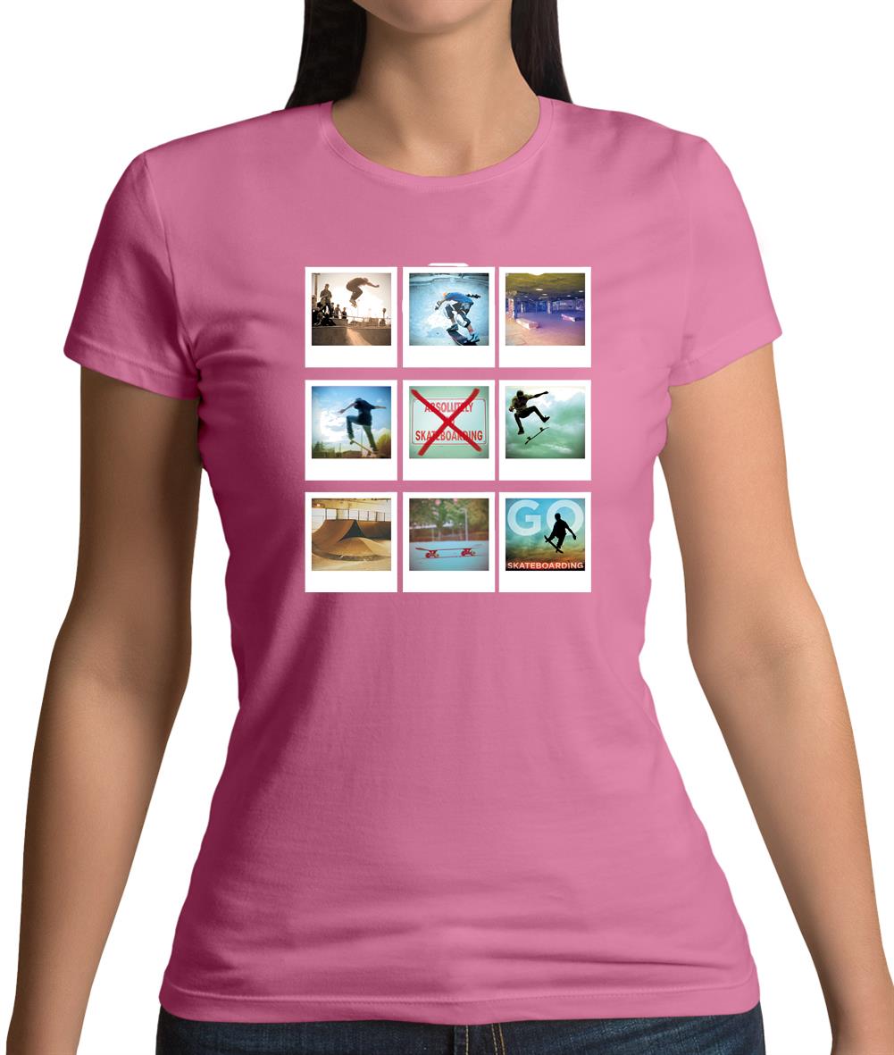 Go Skateboarding Photo Collage Womens T-Shirt Go Skateboarding Photo Collage Womens T-Shirt