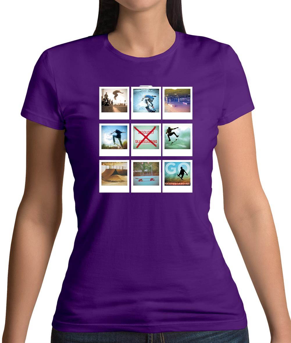 Go Skateboarding Photo Collage Womens T-Shirt Go Skateboarding Photo Collage Womens T-Shirt