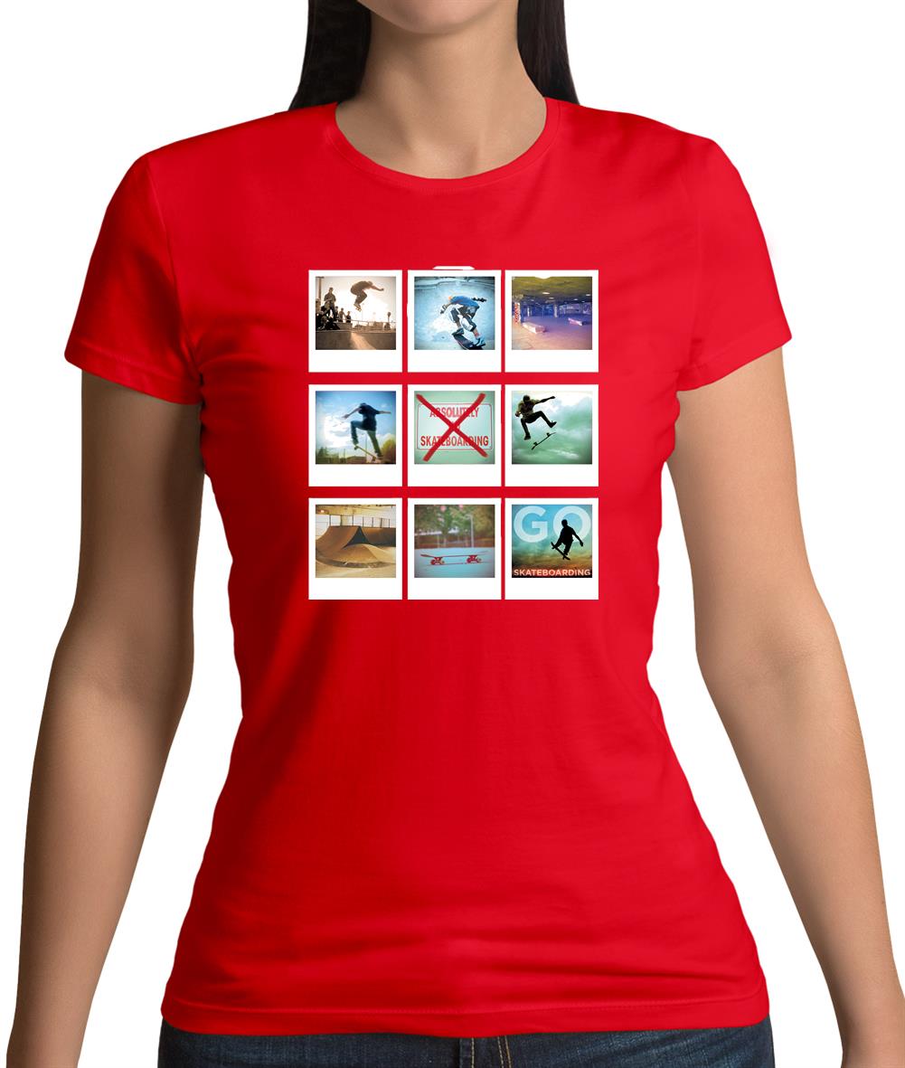 Go Skateboarding Photo Collage Womens T-Shirt Go Skateboarding Photo Collage Womens T-Shirt