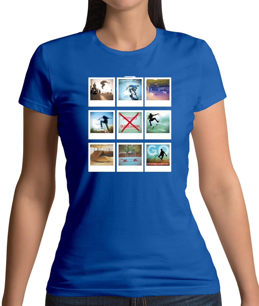 Go Skateboarding Photo Collage Womens T-Shirt Go Skateboarding Photo Collage Womens T-Shirt