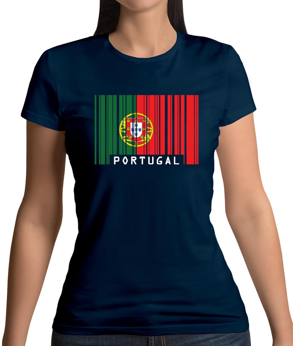 Portugal Barcode Style Flag Womens T-Shirt Portugal Barcode Style Flag Womens T-Shirt