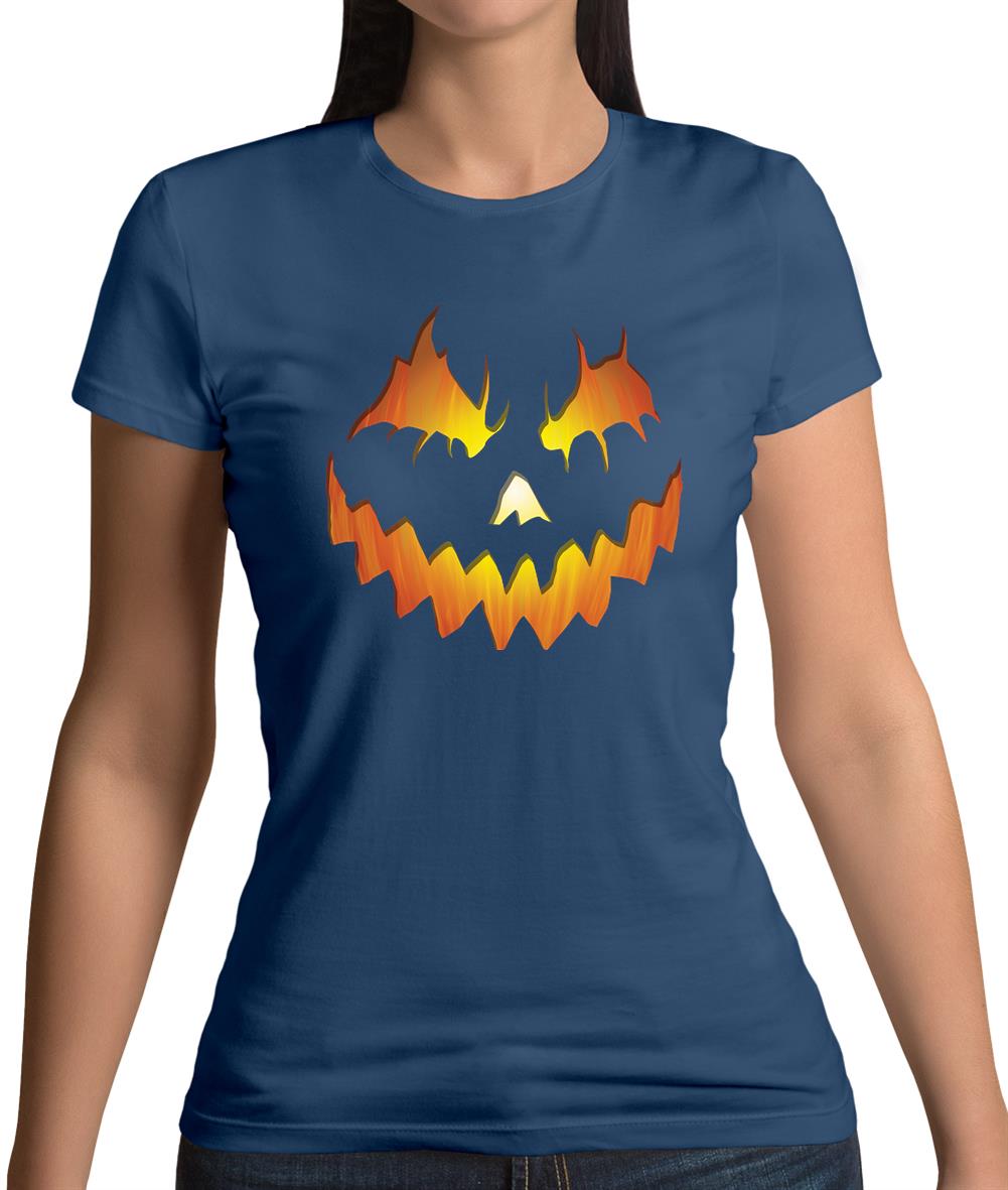Halloween Pumpkin Face Womens T-Shirt Halloween Pumpkin Face Womens T-Shirt