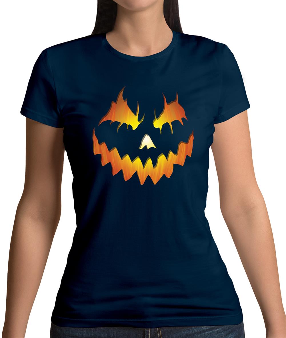 Halloween Pumpkin Face Womens T-Shirt Halloween Pumpkin Face Womens T-Shirt