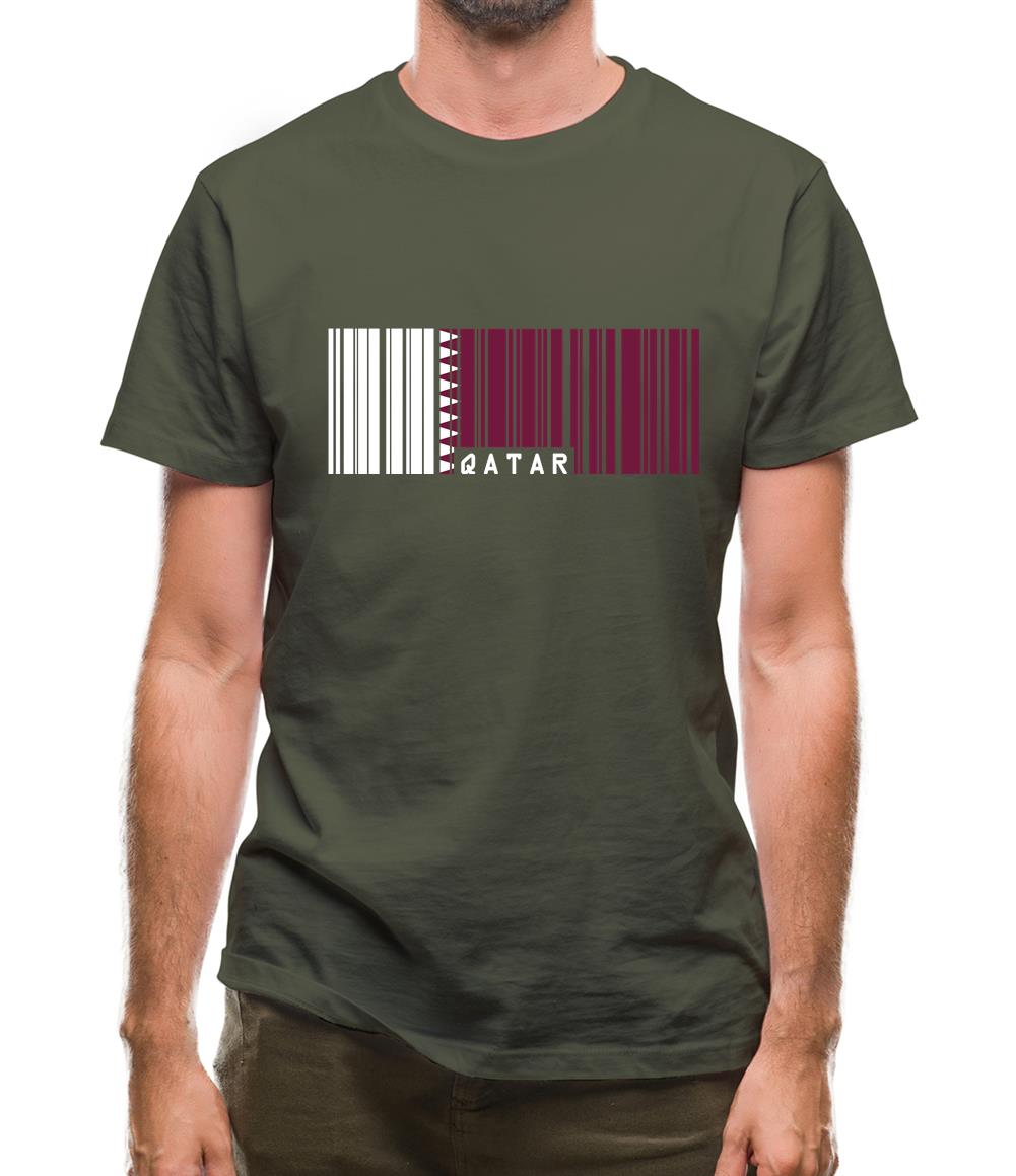 Qatar Barcode Style Flag Mens T-Shirt Qatar Barcode Style Flag Mens T-Shirt
