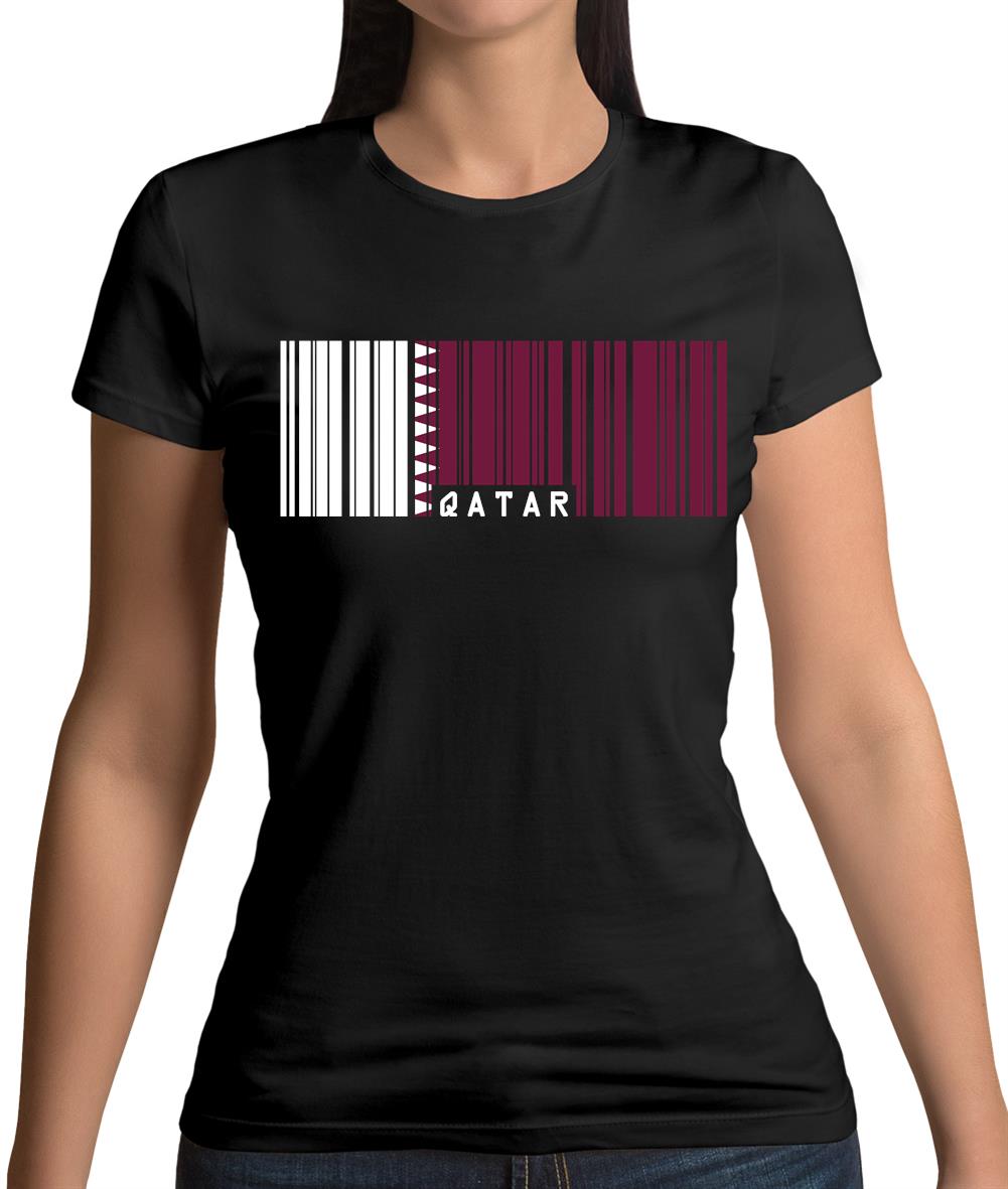 Qatar Barcode Style Flag Womens T-Shirt Qatar Barcode Style Flag Womens T-Shirt