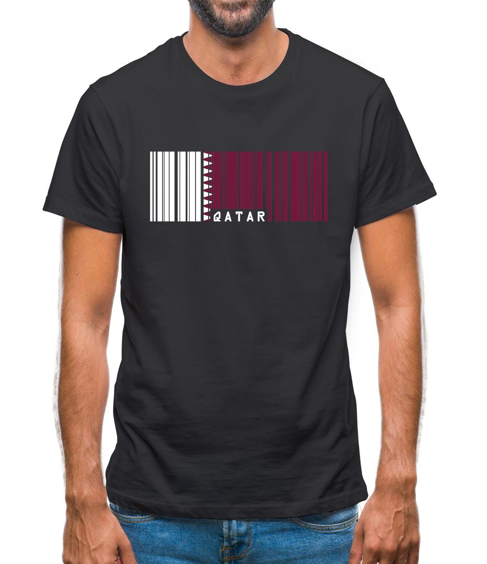 Qatar Barcode Style Flag Mens T-Shirt Qatar Barcode Style Flag Mens T-Shirt