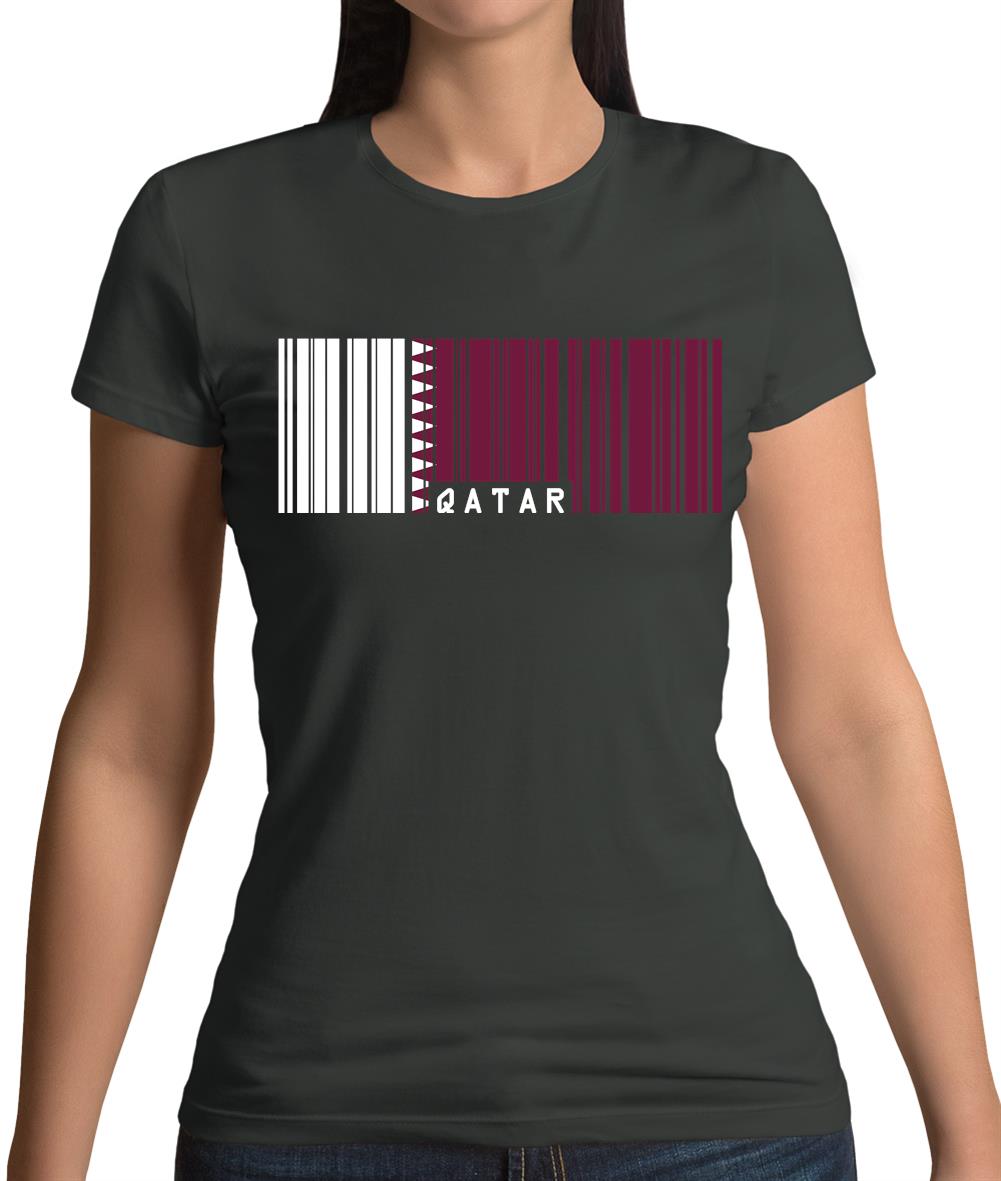 Qatar Barcode Style Flag Womens T-Shirt Qatar Barcode Style Flag Womens T-Shirt