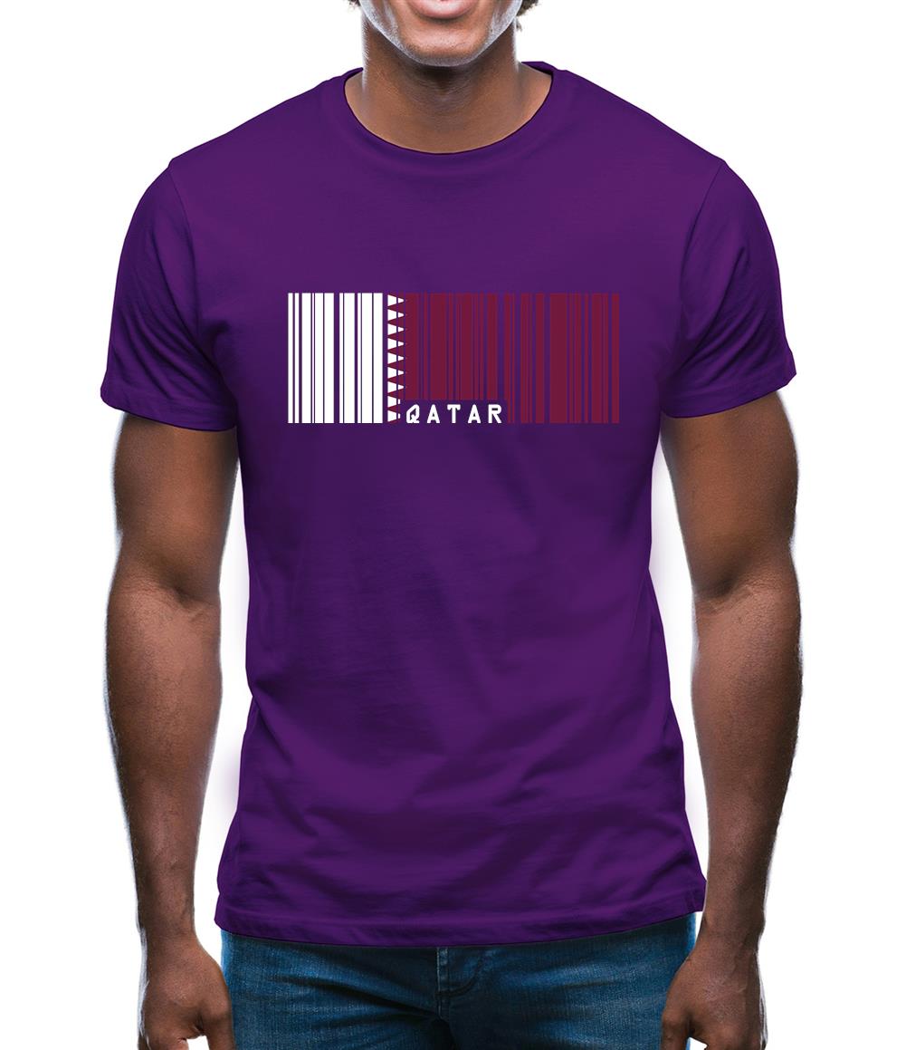 Qatar Barcode Style Flag Mens T-Shirt Qatar Barcode Style Flag Mens T-Shirt