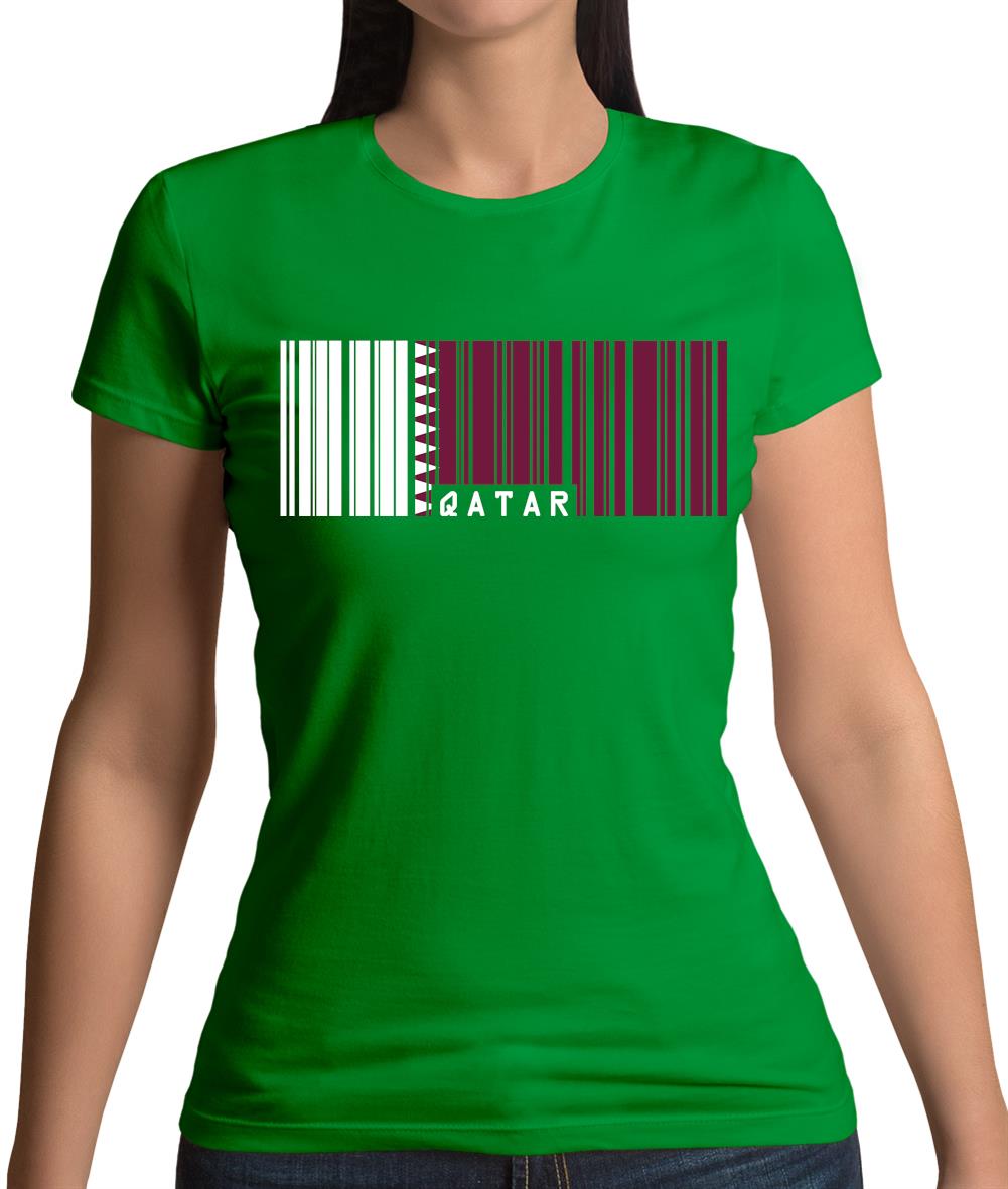 Qatar Barcode Style Flag Womens T-Shirt Qatar Barcode Style Flag Womens T-Shirt