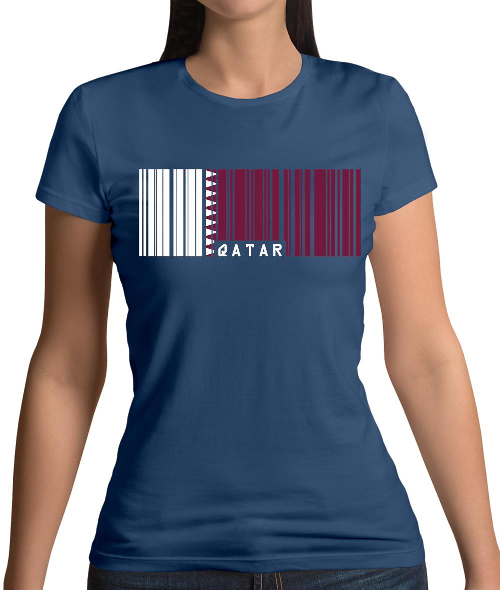 Qatar Barcode Style Flag Womens T-Shirt Qatar Barcode Style Flag Womens T-Shirt