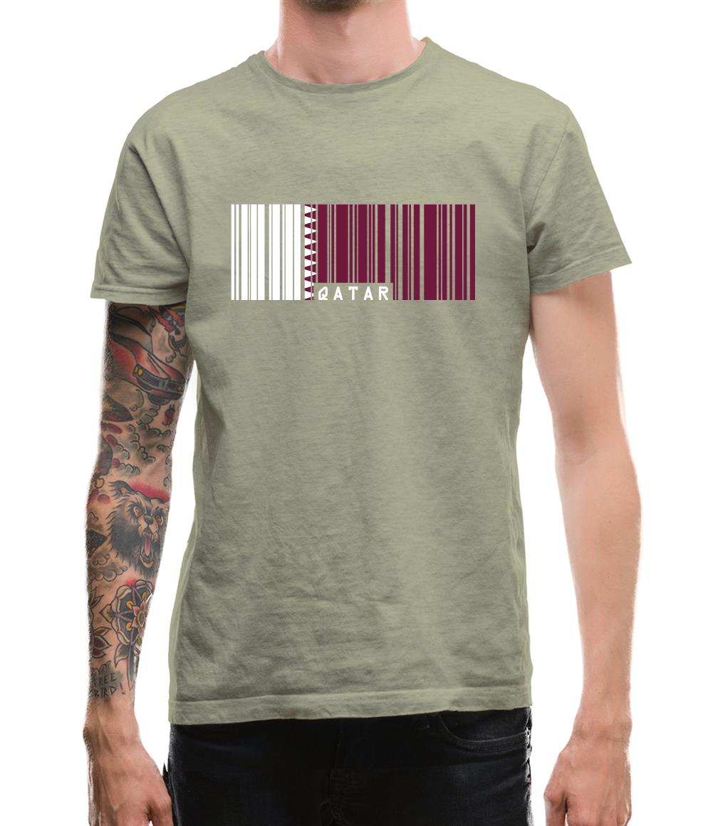 Qatar Barcode Style Flag Mens T-Shirt Qatar Barcode Style Flag Mens T-Shirt