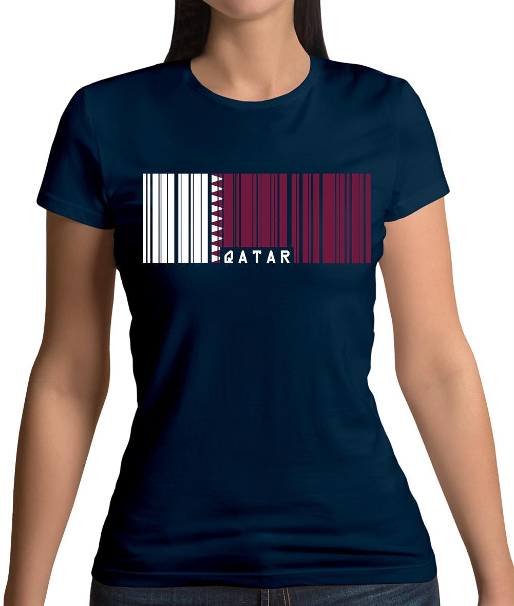 Qatar Barcode Style Flag Womens T-Shirt Qatar Barcode Style Flag Womens T-Shirt