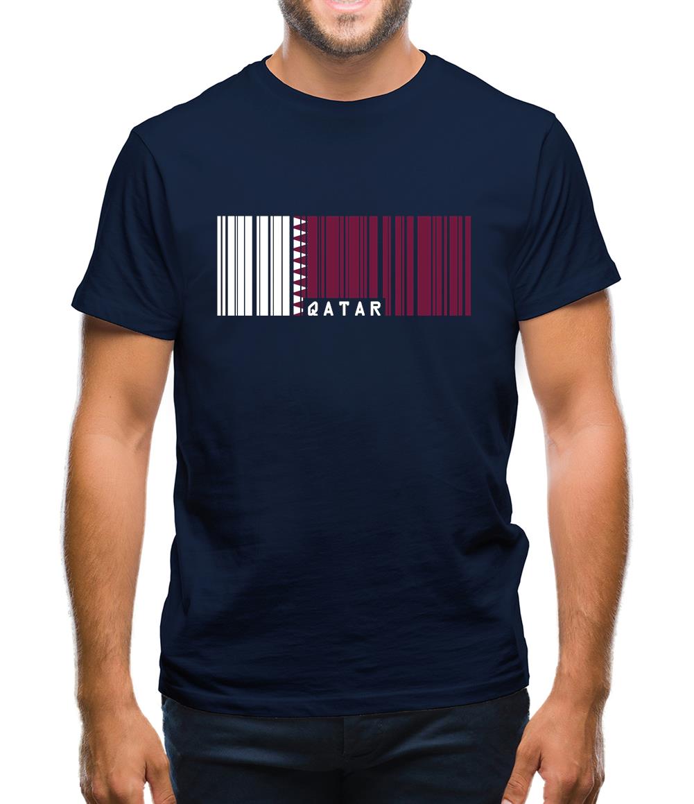 Qatar Barcode Style Flag Mens T-Shirt Qatar Barcode Style Flag Mens T-Shirt