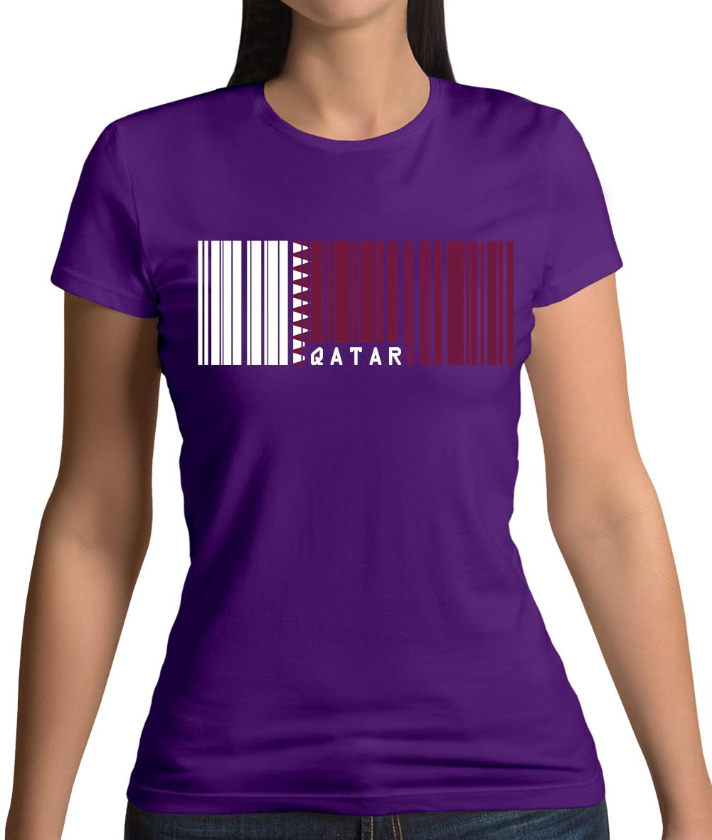 Qatar Barcode Style Flag Womens T-Shirt Qatar Barcode Style Flag Womens T-Shirt