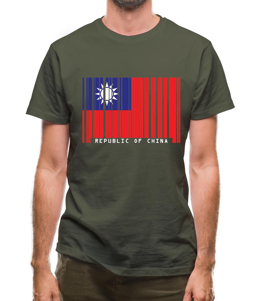Republic Of China Barcode Style Flag Mens T-Shirt Republic Of China Barcode Style Flag Mens T-Shirt