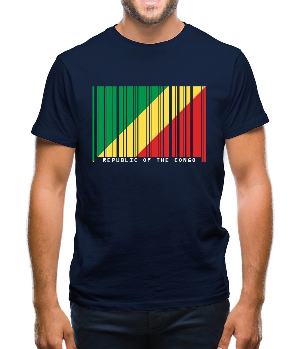 Republic Of The Congo Barcode Style Flag Mens T-Shirt Republic Of The Congo Barcode Style Flag Mens T-Shirt