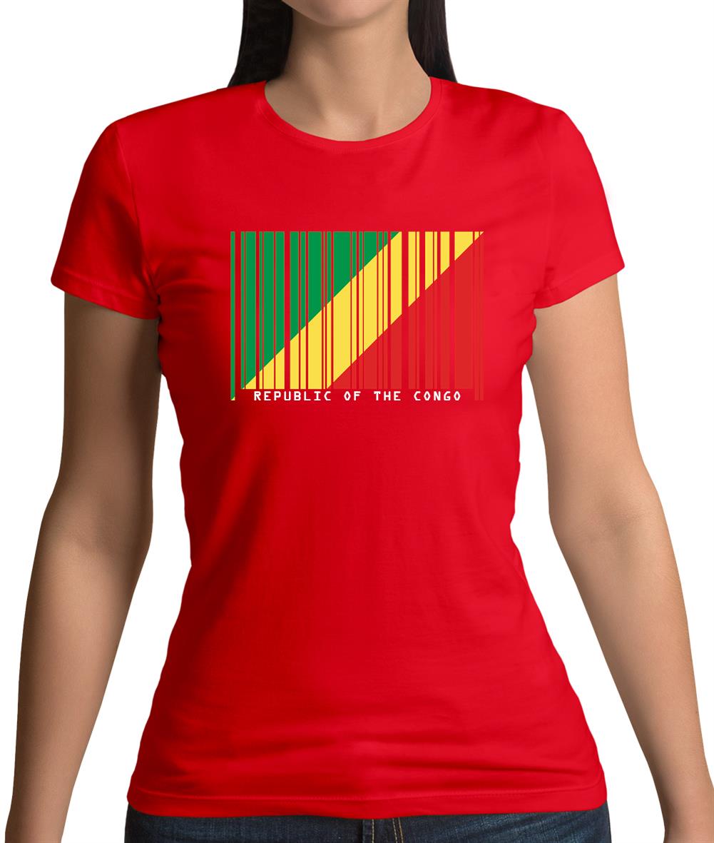 Republic Of The Congo Barcode Style Flag Womens T-Shirt Republic Of The Congo Barcode Style Flag Womens T-Shirt