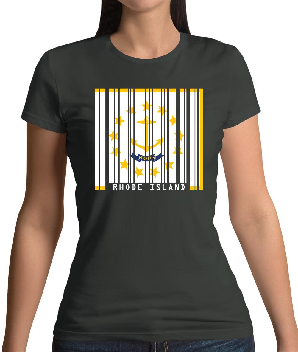 Rhode Island Barcode Style Flag Womens T-Shirt Rhode Island Barcode Style Flag Womens T-Shirt