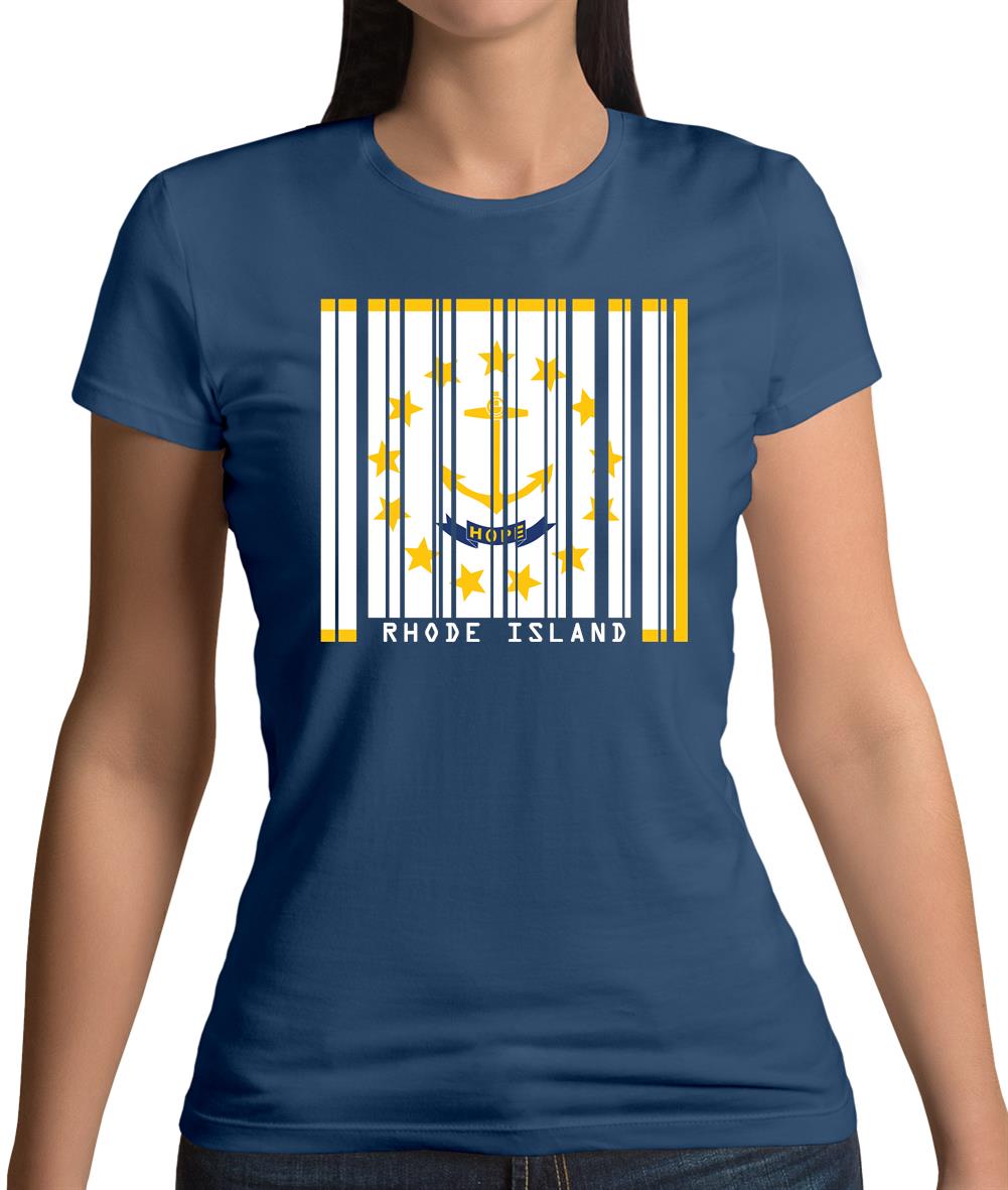 Rhode Island Barcode Style Flag Womens T-Shirt Rhode Island Barcode Style Flag Womens T-Shirt