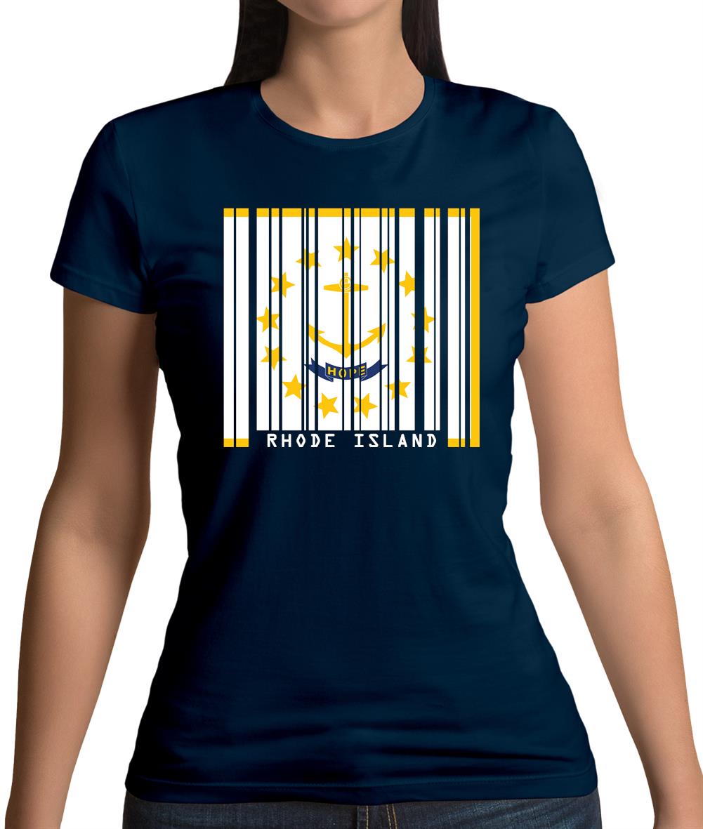 Rhode Island Barcode Style Flag Womens T-Shirt Rhode Island Barcode Style Flag Womens T-Shirt