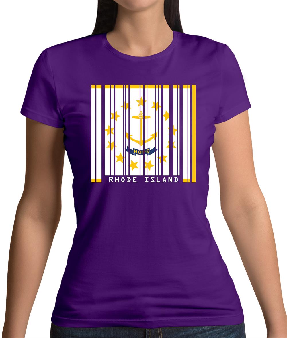 Rhode Island Barcode Style Flag Womens T-Shirt Rhode Island Barcode Style Flag Womens T-Shirt