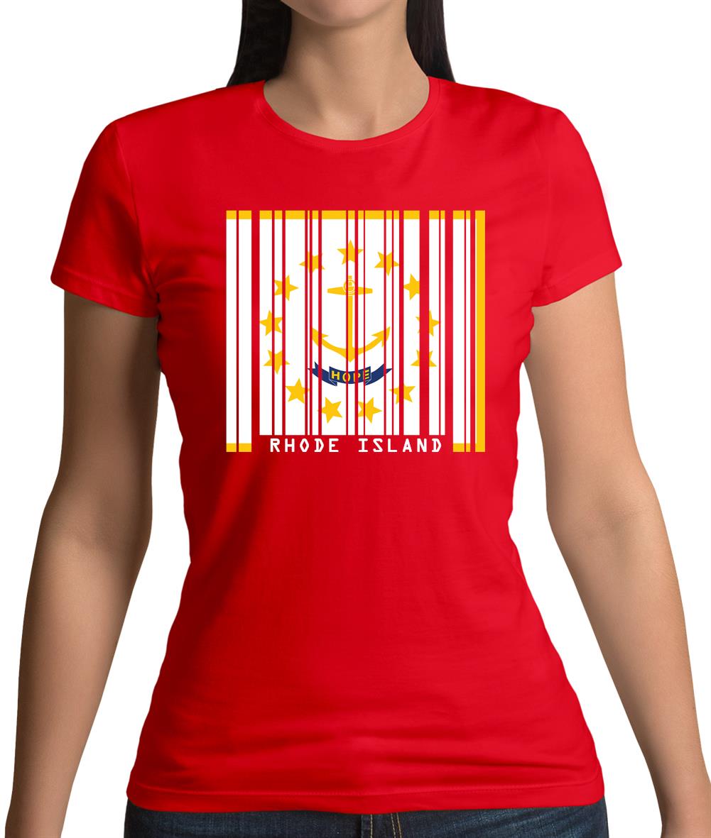 Rhode Island Barcode Style Flag Womens T-Shirt Rhode Island Barcode Style Flag Womens T-Shirt