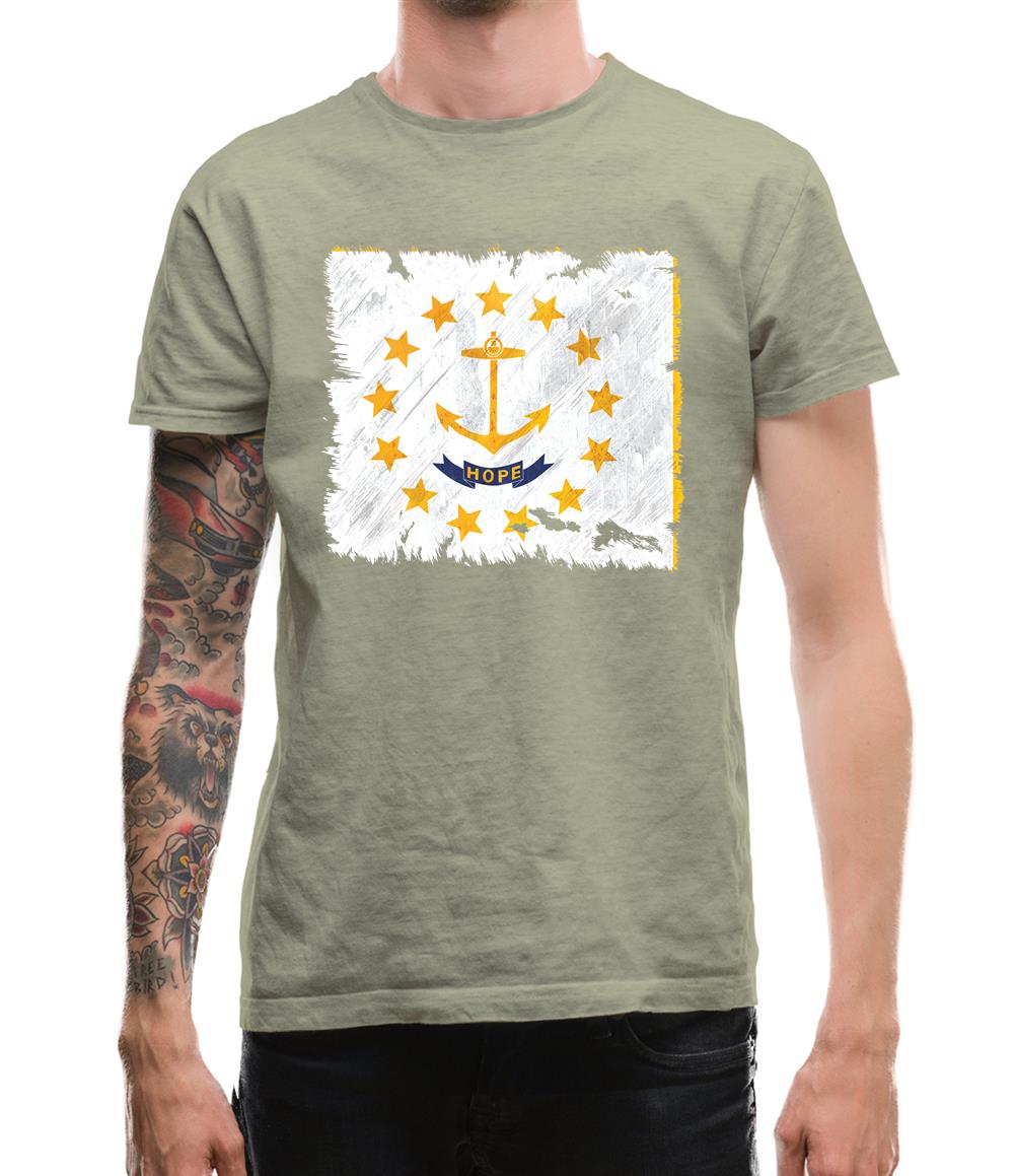 Rhode Island Grunge Style Flag Mens T-Shirt Rhode Island Grunge Style Flag Mens T-Shirt